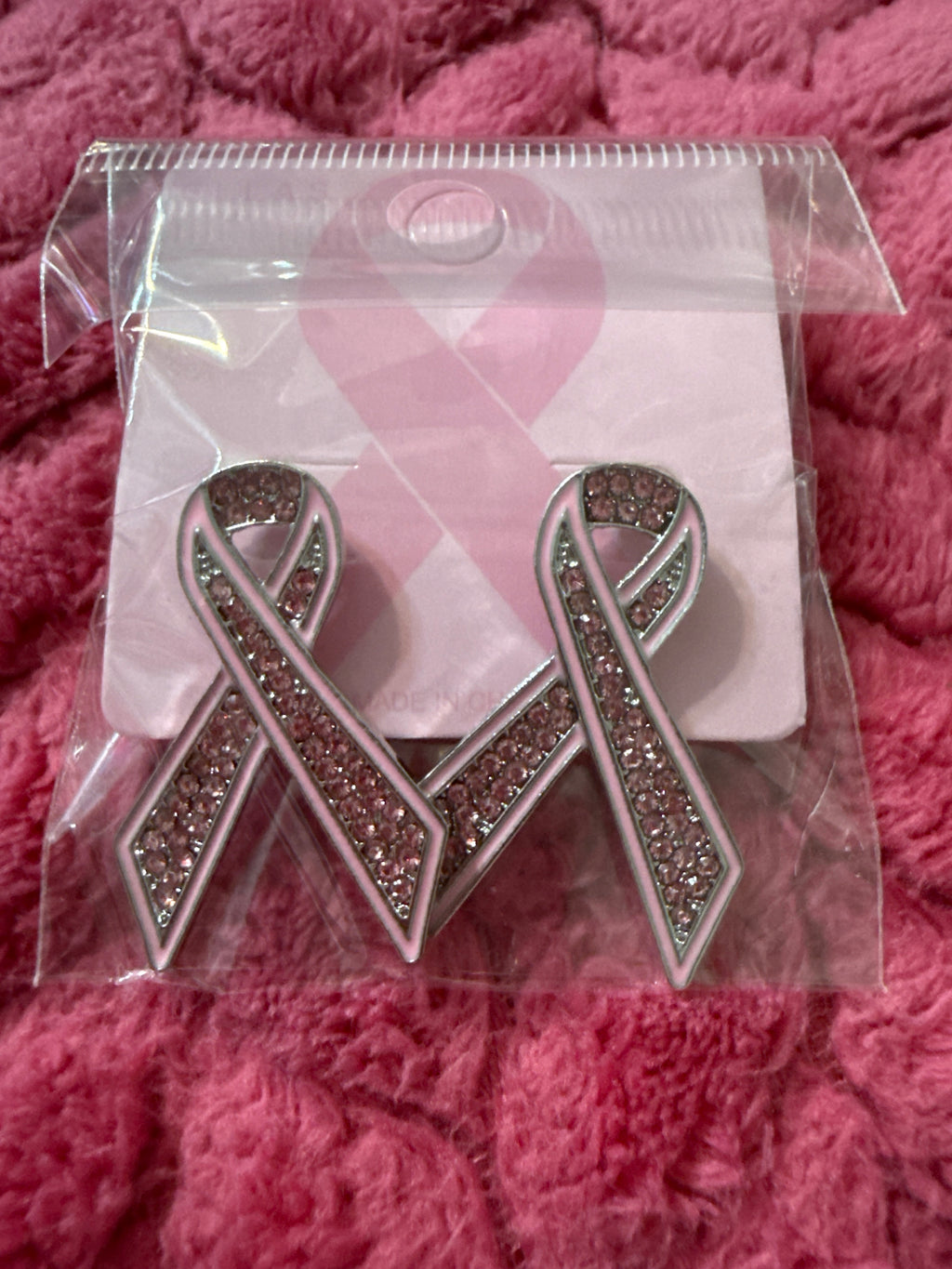 Breast cancer awareness ribbon earrings