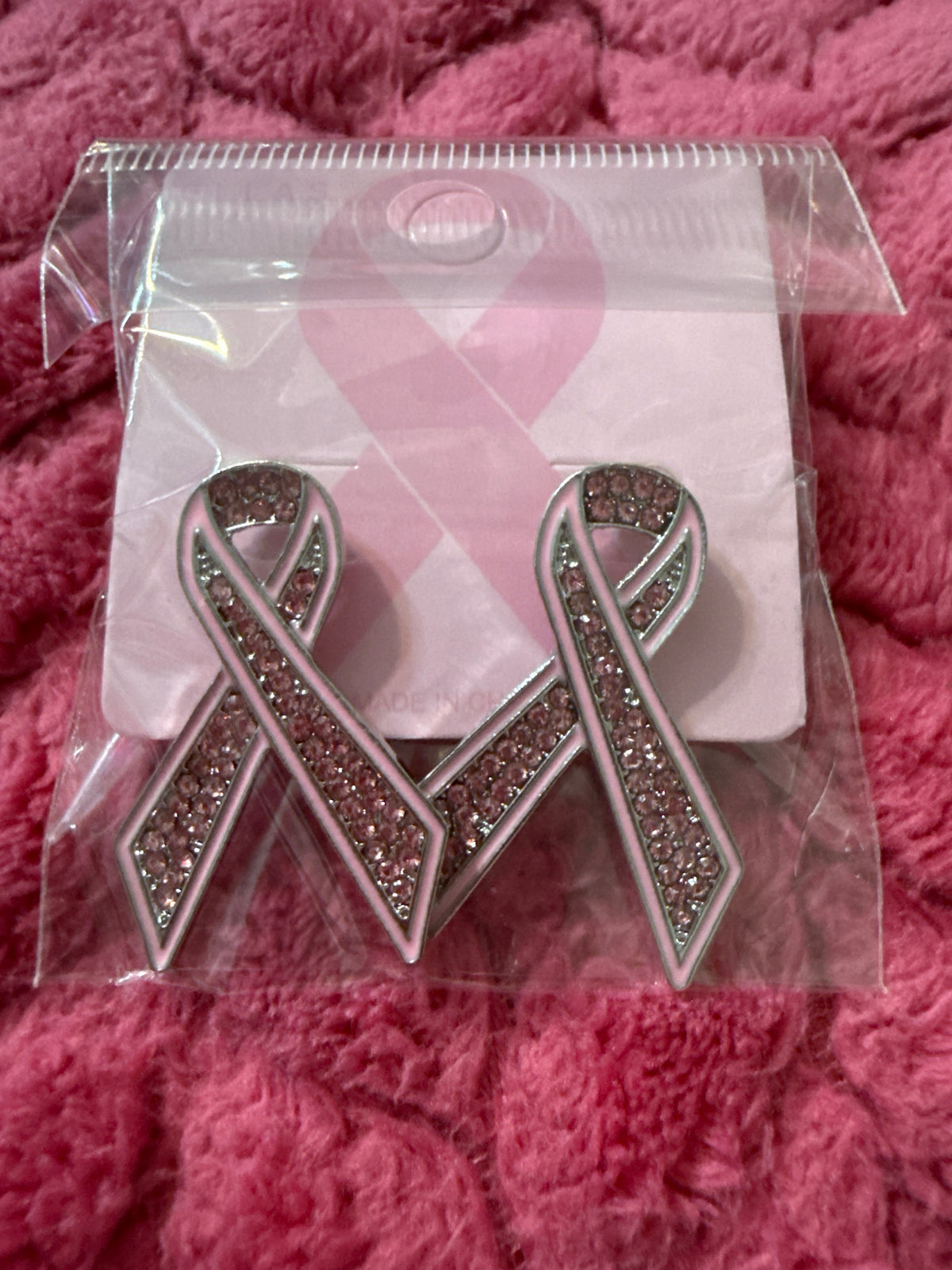 Breast cancer awareness ribbon earrings