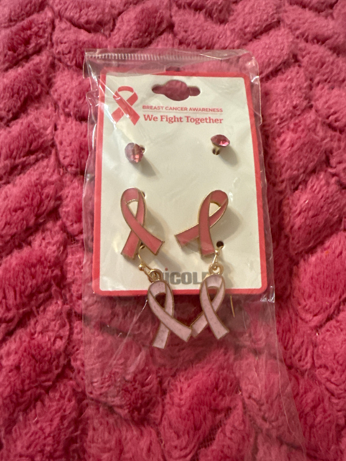Set of breast cancer awareness earrings