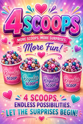 4 regular twins scoops