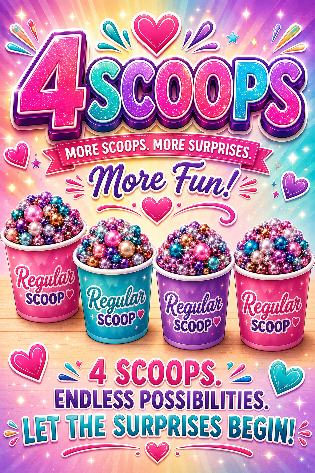4 regular twins scoops