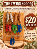 Leather feather earrings