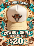 Cowboy skull trucker hat