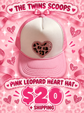 Pink leopard heart trucker hat