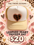 Leopard heart trucker hat
